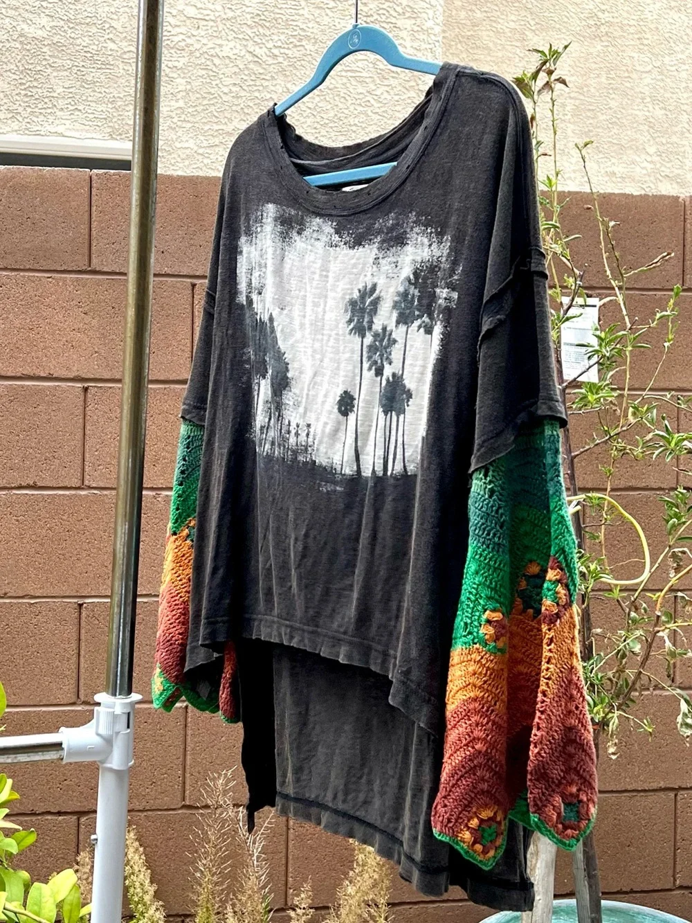 We the Free People So Edgy Tee Oversized Slouchy Crochet Flare Sleeve XS / Small